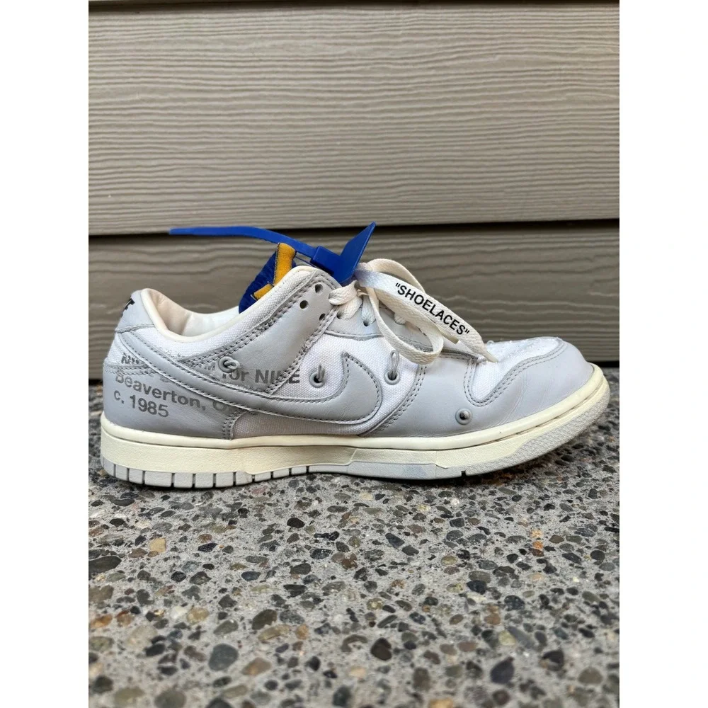 Nike Off-White X Dunk Low Lot 48 of 50 White Metallic Silver DM1602-107 Mens 8.5
